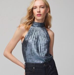 NWOT White House Black Market Metallic Blue Tank Top Women’s L